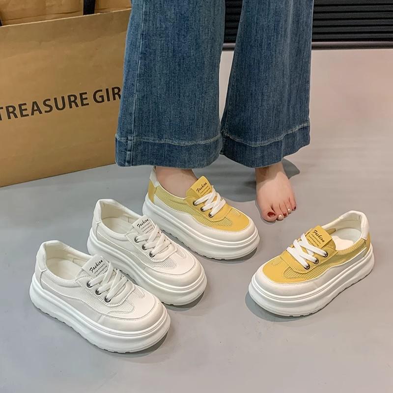 Women's shoes leather thick baseplate shoes women's new summer thin mesh breathable mesh shoes sports little white shoes