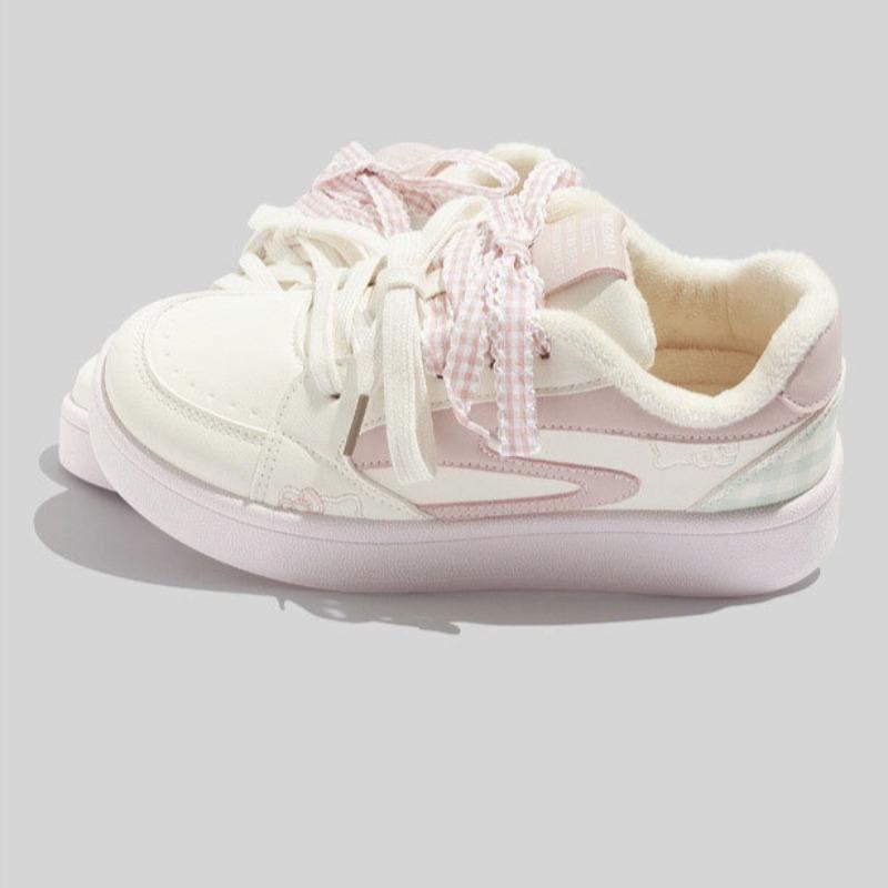Fleece-lined Warm Sneakers Stylish Versatile Casual Thick-soled Double-cotton Shoes