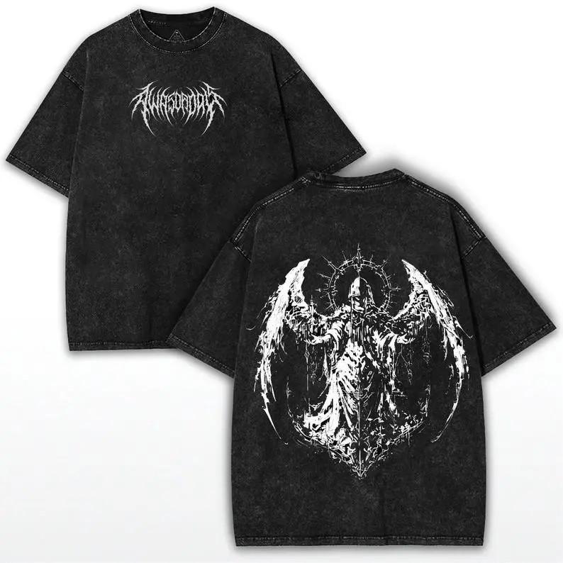 Y2K Gothic Angel Graphic Tee Vintage Streetwear Shirt S разноцветный