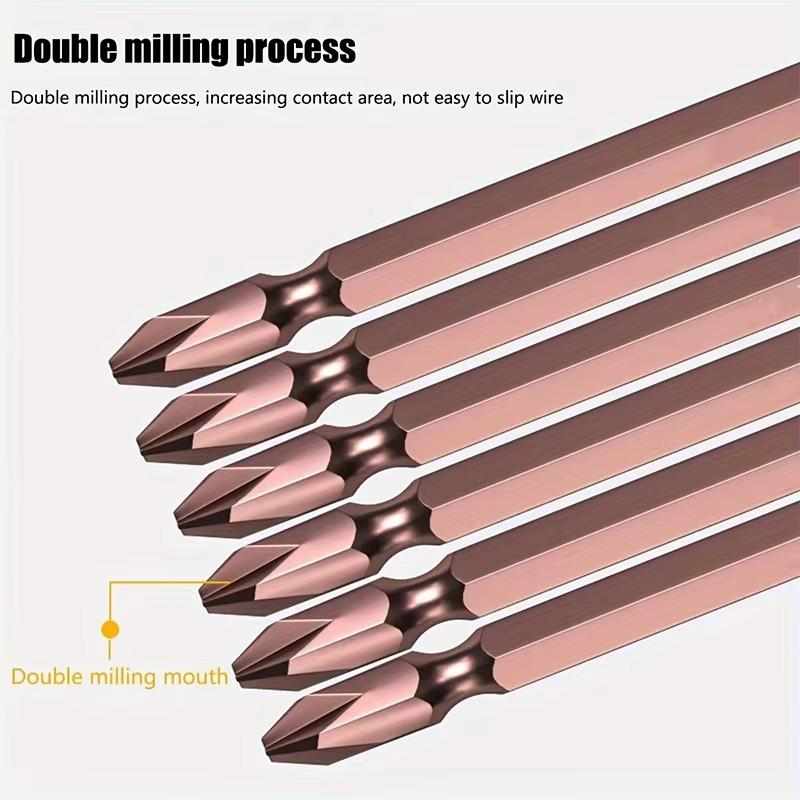 10 Piece Set 50mm-150mm Magnetic Impact Double Head Cross Screw Drill Bit Set Handheld Double Ended Screwdriver Bit