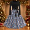 Women's Casual Fashion Christmas Print Round Neck Vintage Dress for Holiday Parties