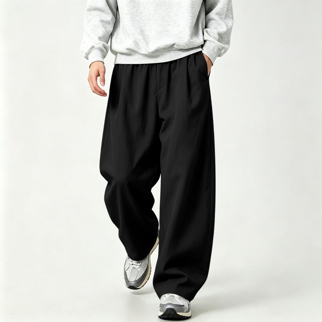 Men's Retro Wide Leg Pants with Loose Straight Fit