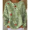 Women's Crew Neck Long Sleeve Waffle Knit Henley Top Loose Fit Casual Sweatshirt
