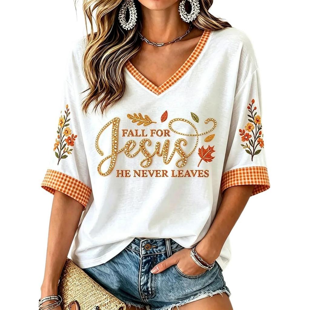 Women's V-Neck Halloween Print Lightweight Blouse for Spring and Summer Casual Wear