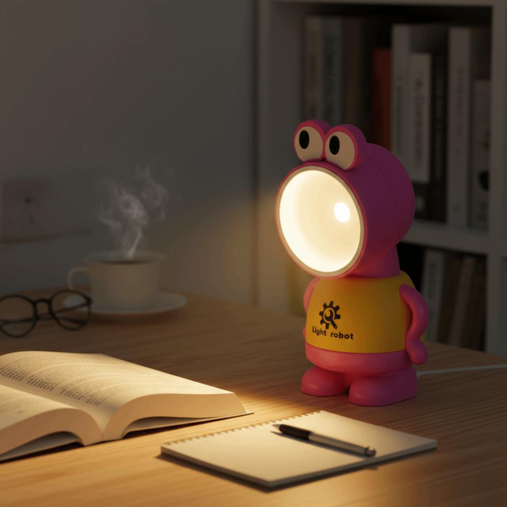 Mini LED Miniature Desk Lamp Cute Frog Night Light Small Doll Standing Figure  Children's Birthday