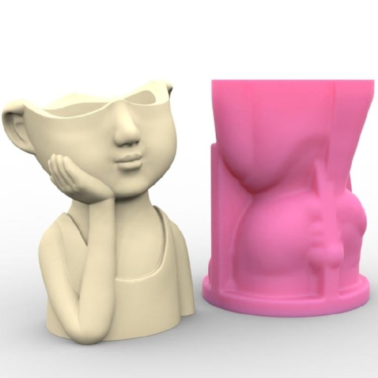 Silicone Molds Resin Casting Mold Home Decorations Cute Boy Candle Cup Mold Flowerpot Molds Gift for DIY Craft Lover