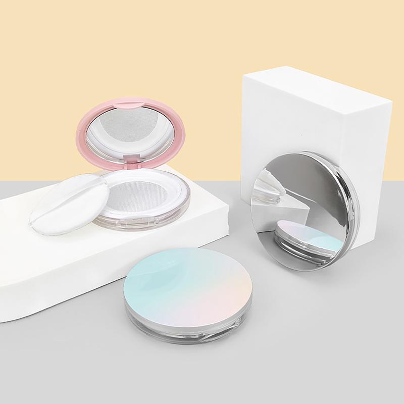 1Pcs Loose Pot Travel Makeup Jar Sifter Container 3-5G Portable Ultra-Thin Plastic Powder Box With Mirror And Powder Puff