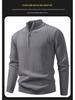 Men's Solid Color Stand Collar Half-Zip Sweater for Autumn/Winter - European & American Casual Knit Pullover