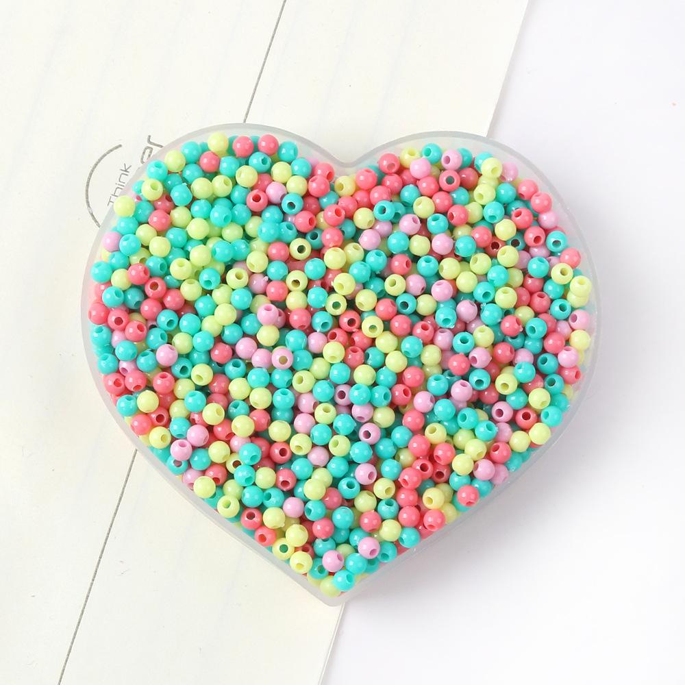 42-Color Acrylic Solid Color Round Beads Rice Beads Handmade Diy Beaded Loose Beads Bracelet Necklace Jewelry Material 3/4Mm