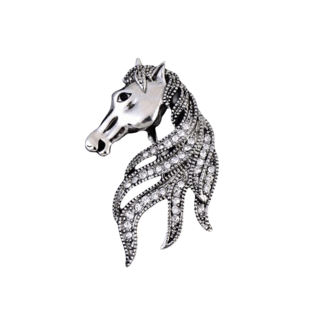 Elegant Retro Animal Brooch Crystal New Year Lapel Pin Fashion Vintage Horse Brooch  Men's Suit