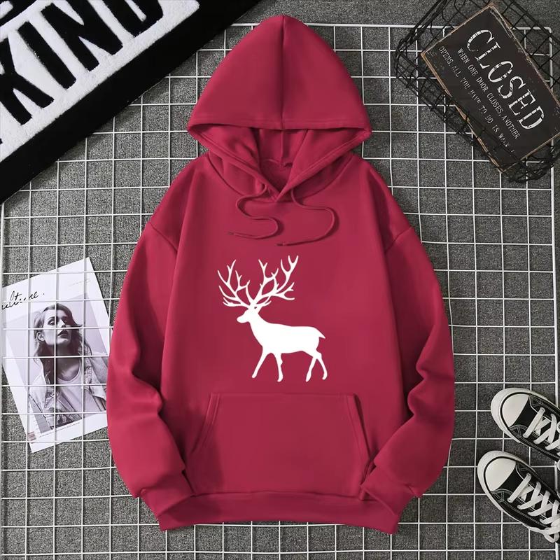 Warm Fleece Sweatshirt Nine-Color Deer Series Unisex Printed Sweatshirt Fleece Autumn And Winter Inner And Outer Wear CYXX346