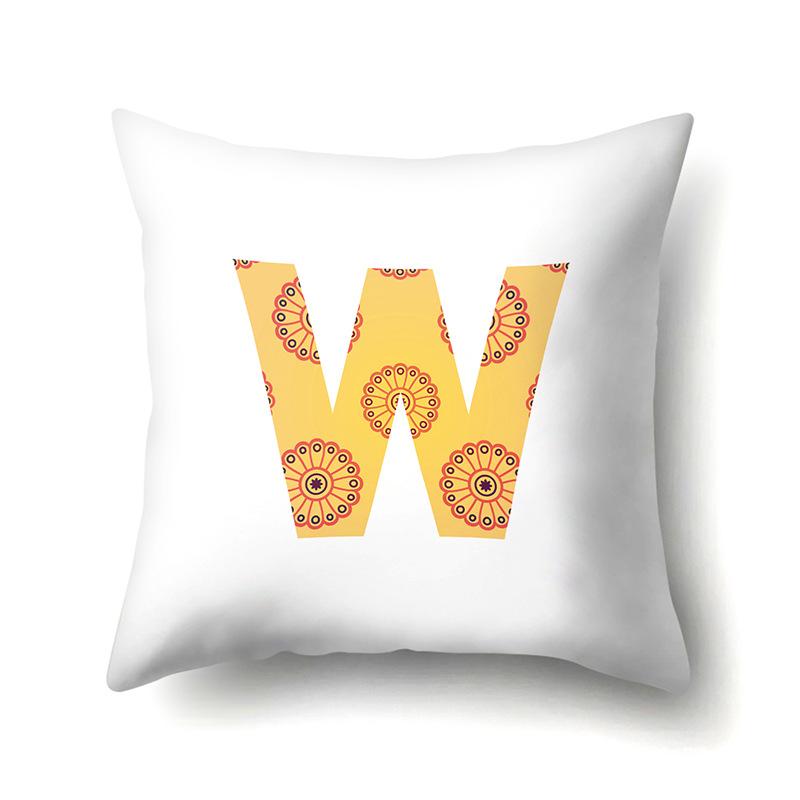 Polyester Pillowcase Home Geometric Striped Print Pillowcase 26 English Letter Cushion Cover