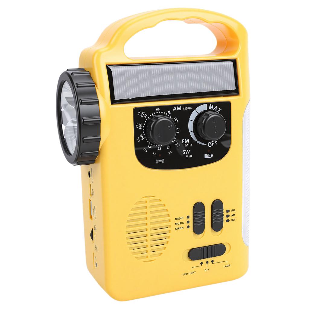 Hand Crank Emergency Radio with AM FM Radio Portable Solar Hand Crank Power Bank Built in Speaker Retractable Antenna