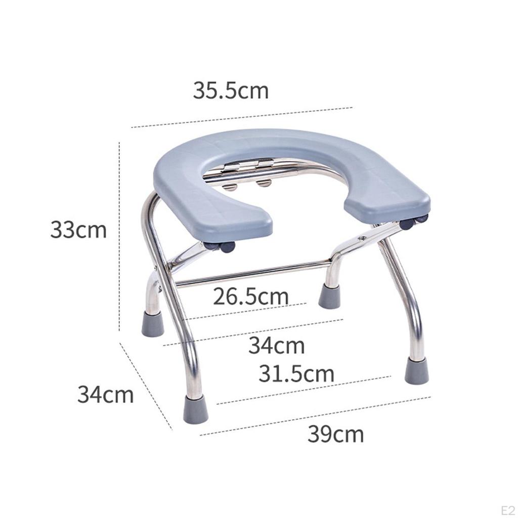 Elderly Squat Toilet Seat Stool Commodes Chair, Washable Frosted Board, Portable Folding