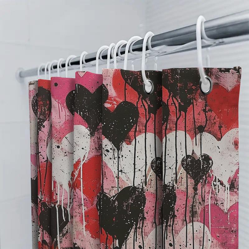 Abstract Heart Art Shower Curtain For Bathroom Decoration