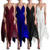 Women Prom Dress Deep V Neck Low Cut Sleeveless Backless Spaghetti Strap Dress-up Cross Back Irregular Hem Wedding Dress Women Clothes