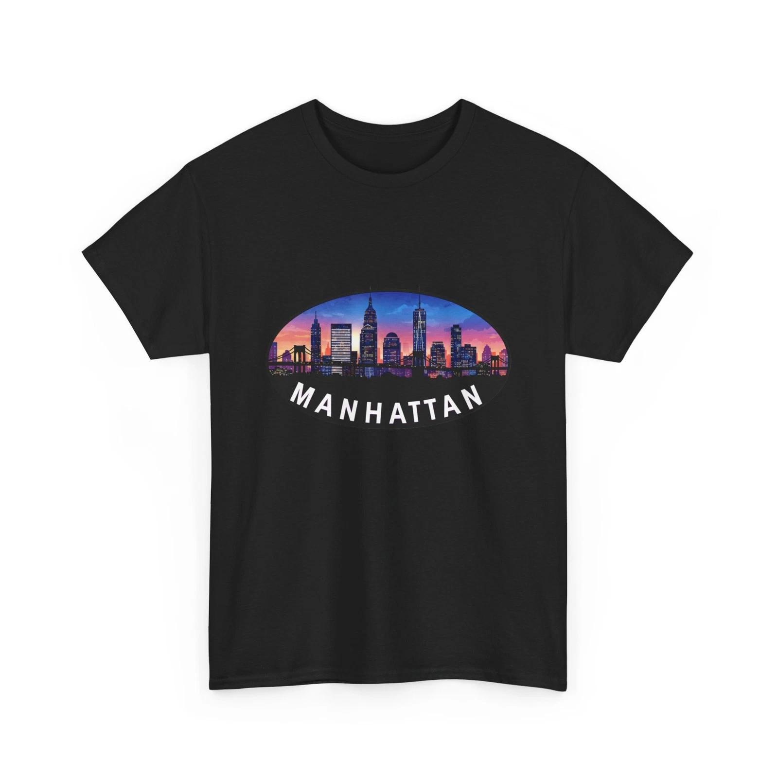 Manhattan Skyline Sunset Tee | City skyline T-shirt, Quality Cotton Shirt 3XL