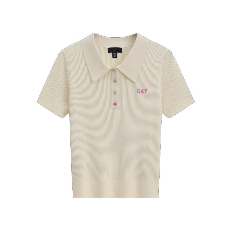GAP Women s 2026 Spring Logo Ribbed Knit Polo Shirt 160/84A