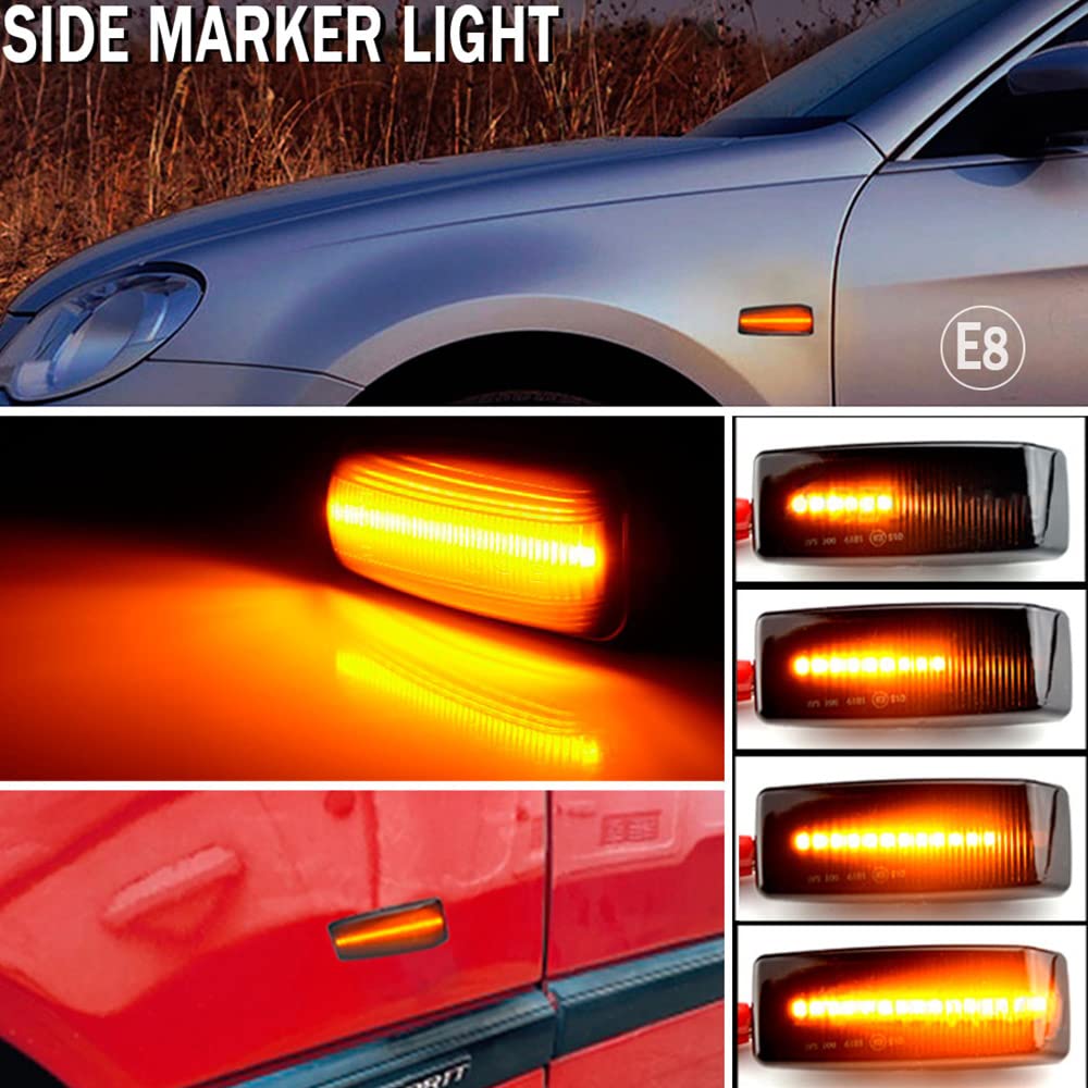2 Stück Auto LED Kotflügel Seitenmarkierungsleuchte Sequentielle Seitenmarkierung Blinkerlampe Kompatibel