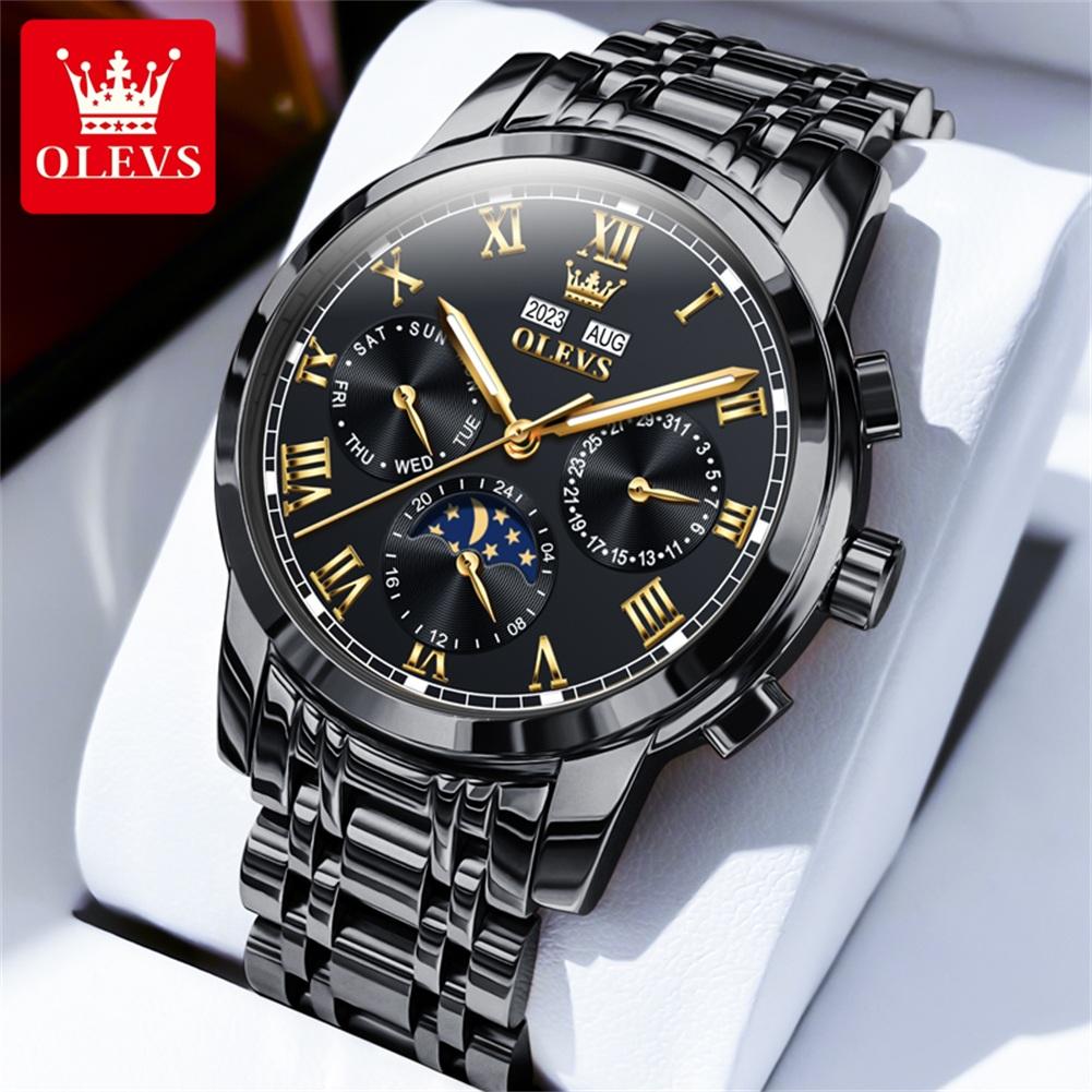 OLEVS Original Automatic Mechanical Watch for Men 24 Hour Moon Phase Waterproof Calendar Business Luxury Men's Wristwatches 6692