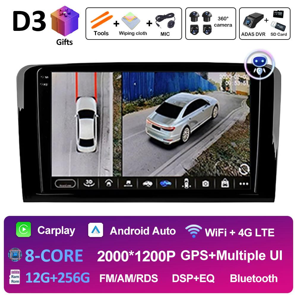 Player Radio Video Multimedia Auto Android 14 Pentru Mercedes Benz CLASS ML W164 Wireless Carplay Ventilator Răcire DSP Stereo Accesorii