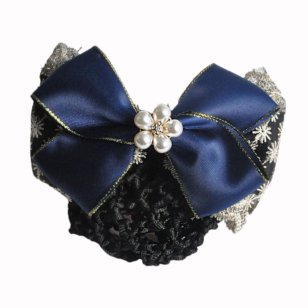 Nurse  Female Pearl Hairgrips Cover Net Ponytail Clip Women Spring Clip Korean Bun Snood