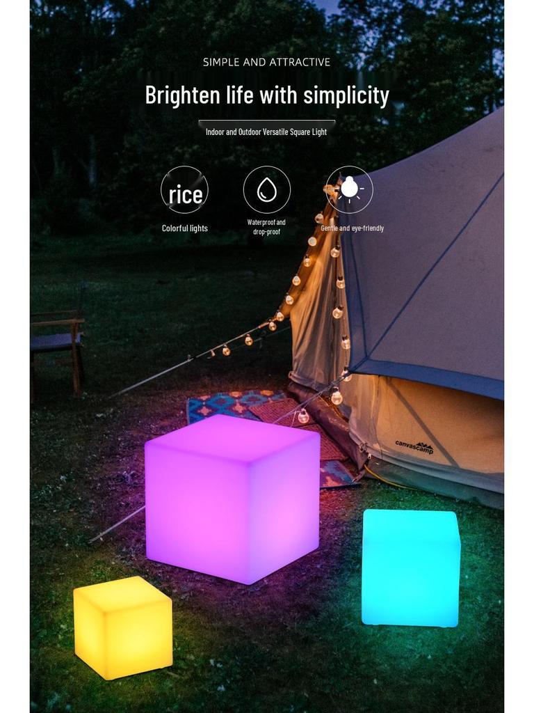 Seven-Color LED Luminous Cube: Night Light Stool & Outdoor Courtyard Lamp