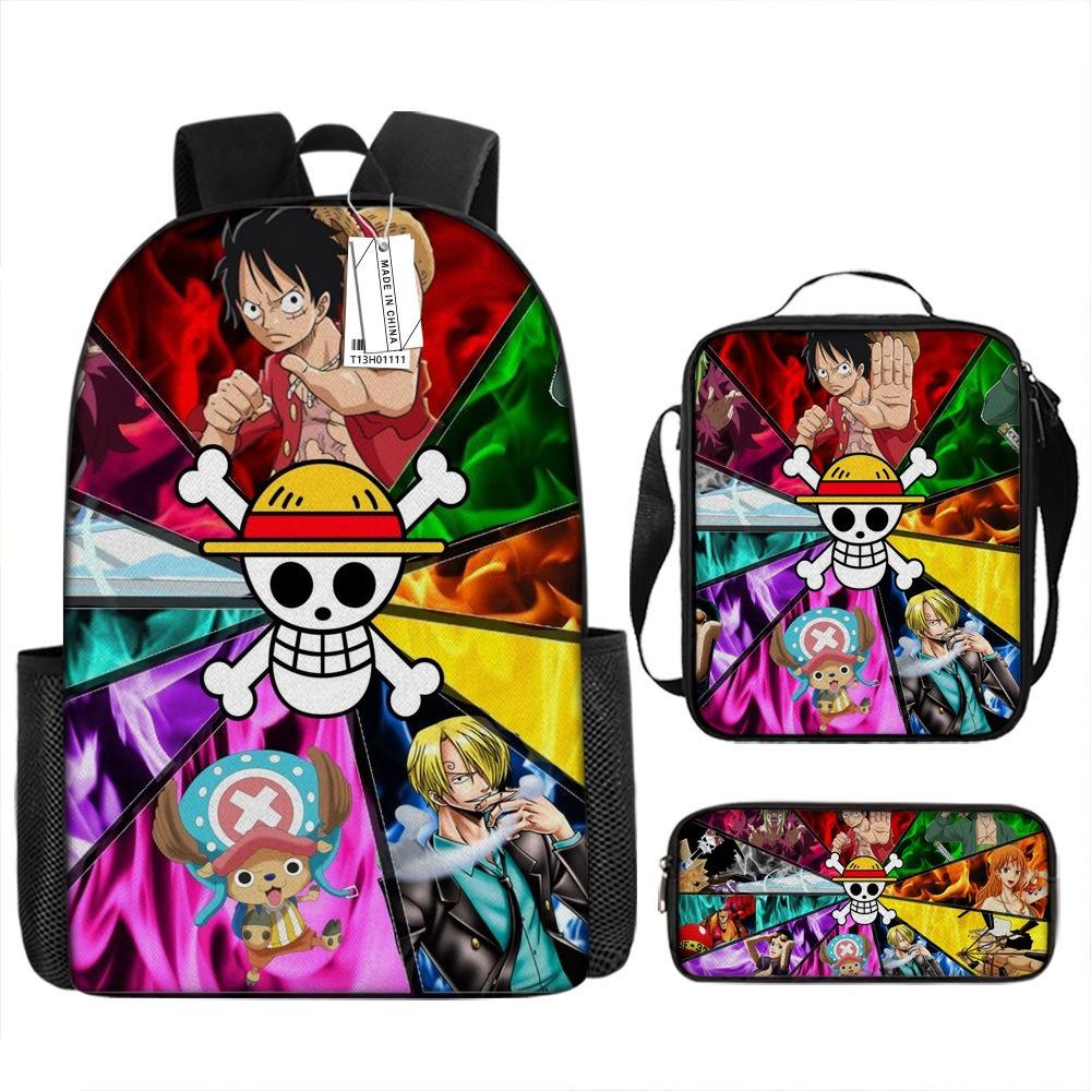 ONE PIECE Student School Bag Luffy Cartoon School Bag Boys Pencil Bag Voyage King Explosion