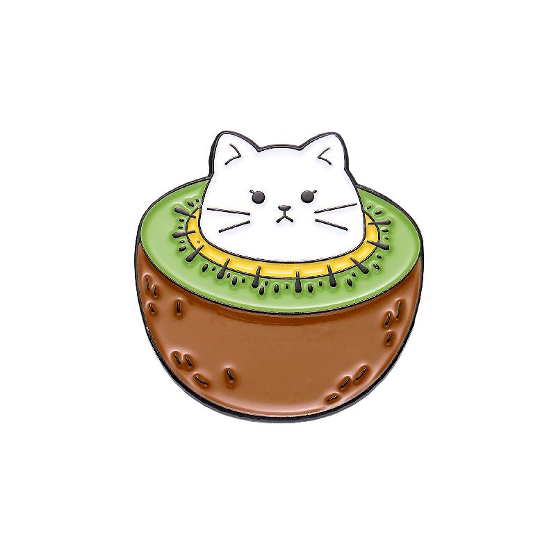 Fruit Cat Enamel Pins Custom Brooches Lapel Badges Strawberry Watermelon Pear Cat Funny Jewelry Gift for Kids Friends