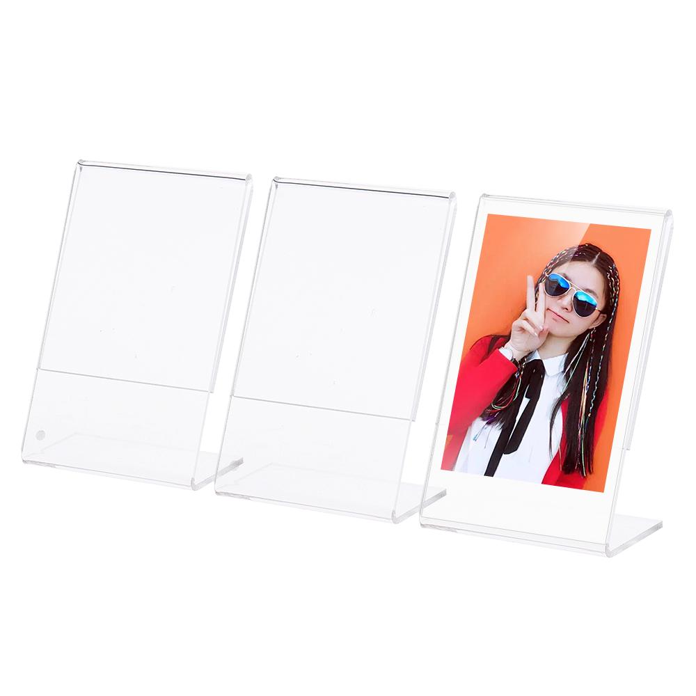 3 Packs 3inches L Shape Acrylic Photo Frame Transparent Mini Stand Compatible with Fujifilm Instax Mini 8 8+ 70 7s 90