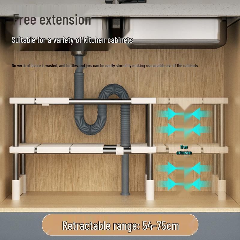 Multifunctional Kitchen Storage Rack: Extendable Tiered Shelves for Cupboards
