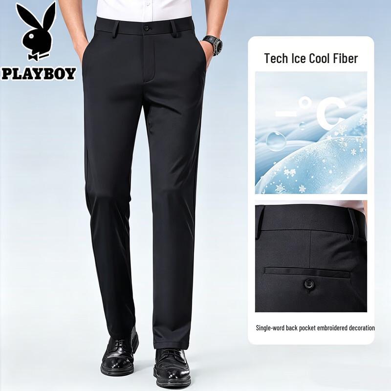 Playboy Men s Ice Silk Business Casual Straight-Leg Pants 40