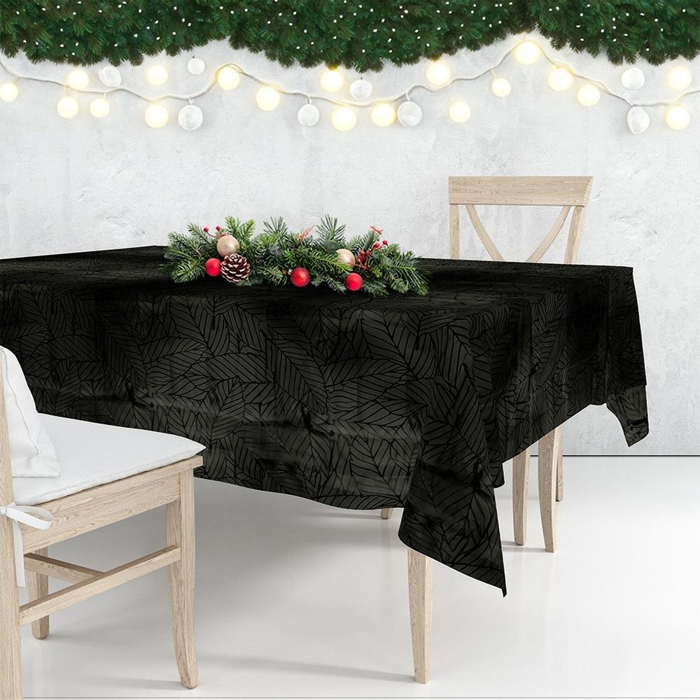 Tablecloth Leaves Dark Green Bottle Green Decorative Ornamental 220x150 cm