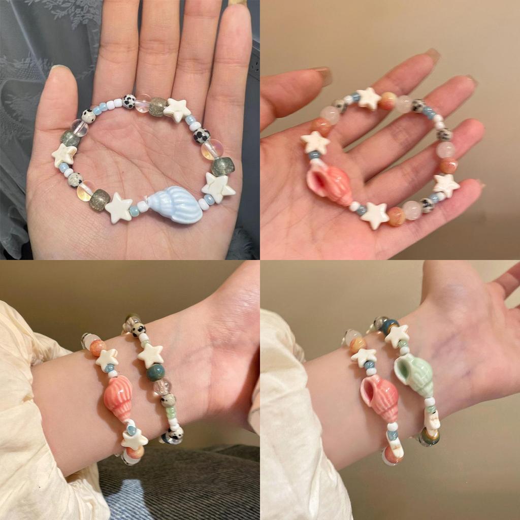 Sweet Vacation Starfish Beaded Bracelet For Women With Shell Accents And Handmade Crafting
