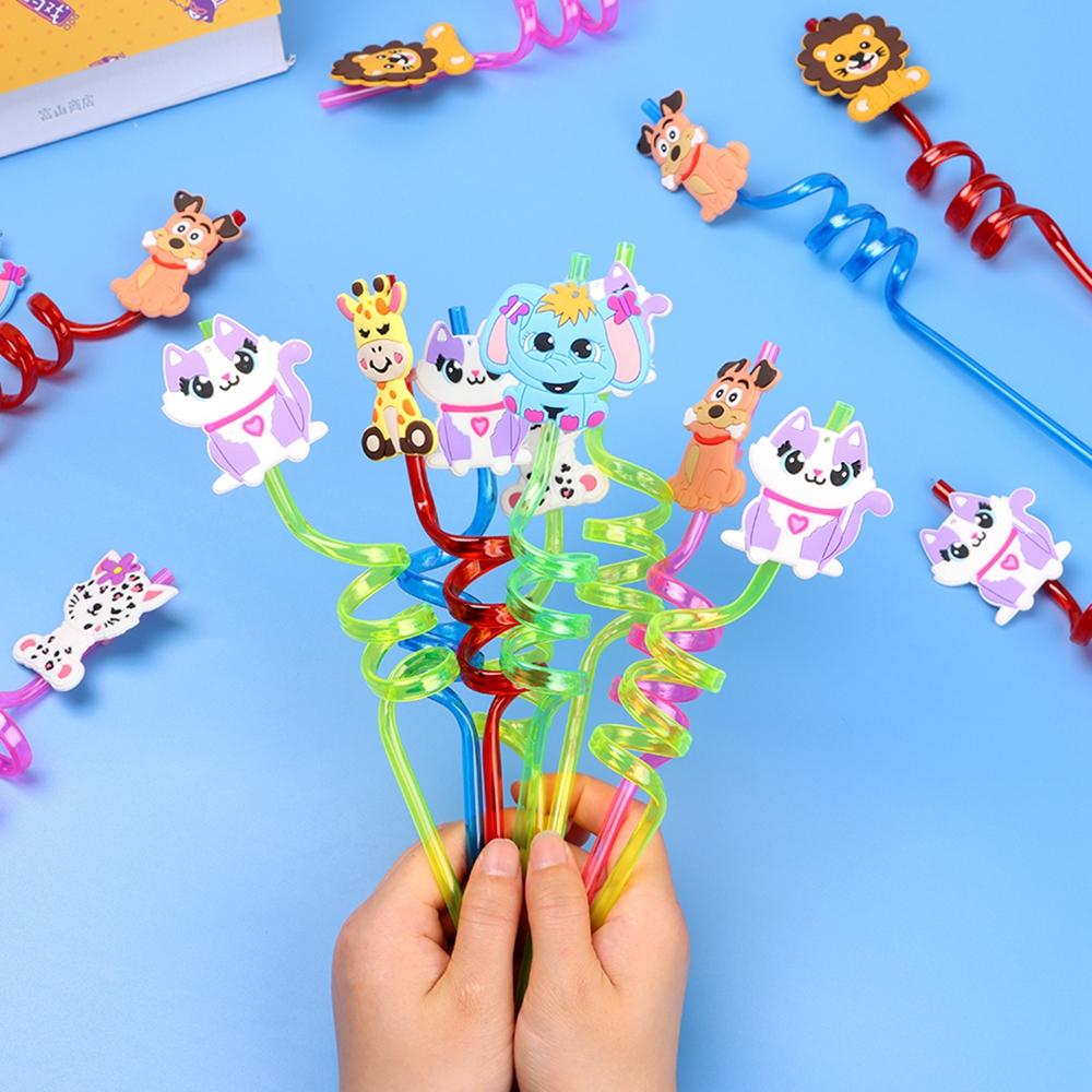 Straws 10pcs Plastic Cartoon Animals for Family Gatherings Pool Parties