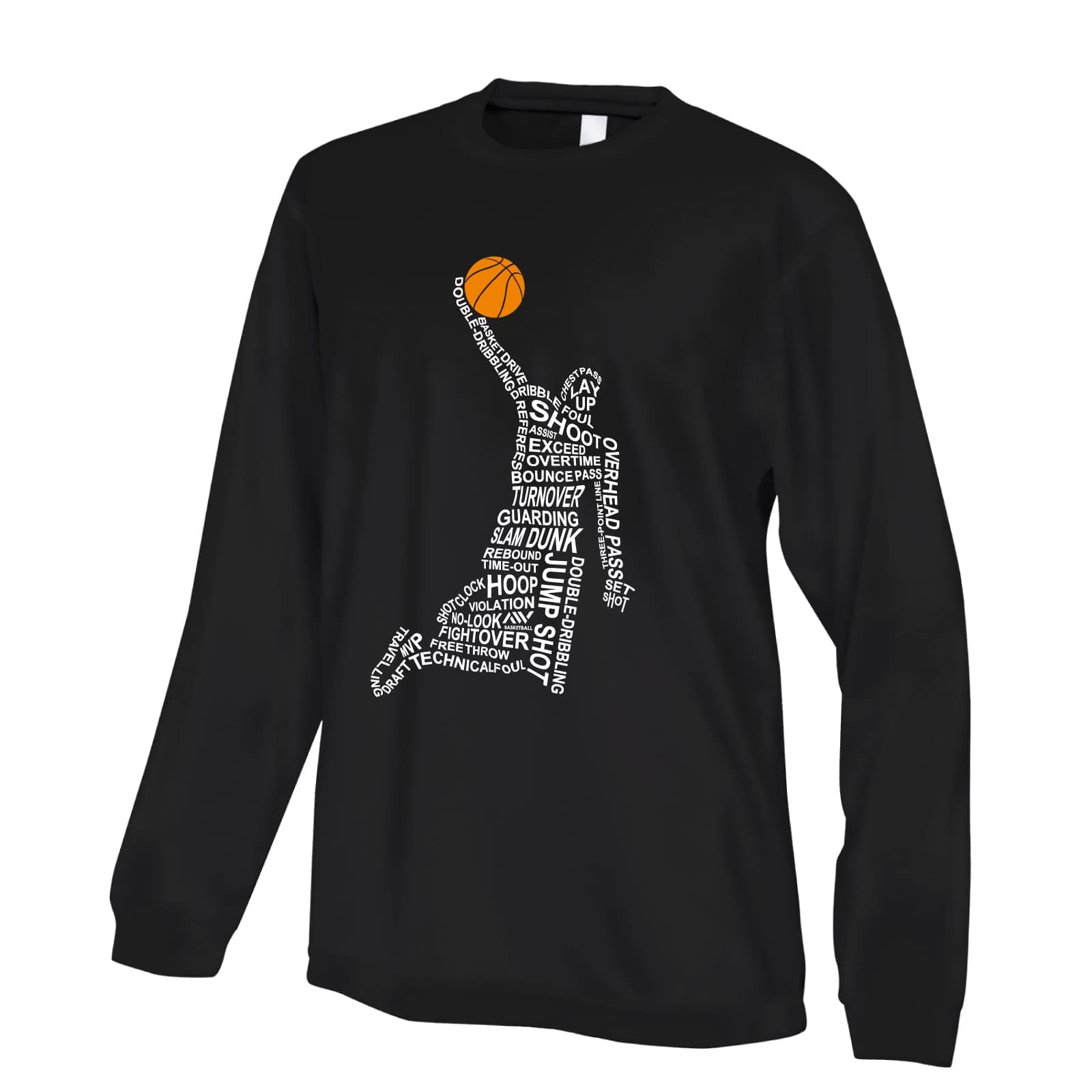 

Artworks Skobe Dunk Silhouette Lettering Design Basketball Long Sleeve Long Dry Practice Wear Black Size Small T-Shirt чёрный