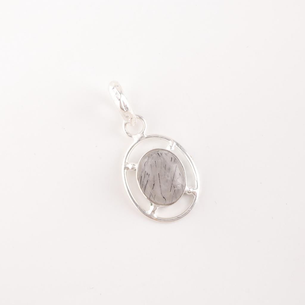 Natural Black Rutile Gemstone 925 Sterling Silver Jewelry Handmade Women Pendant PP-6-26