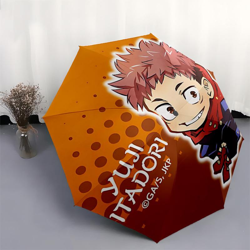 1pc Yuji Itadori Anime Character Umbrella, Automatic Opening Folding Design with 8-Rib Iron Frame, Outdoor for Fans, Travelers, Daily Use, Perfect Gif
