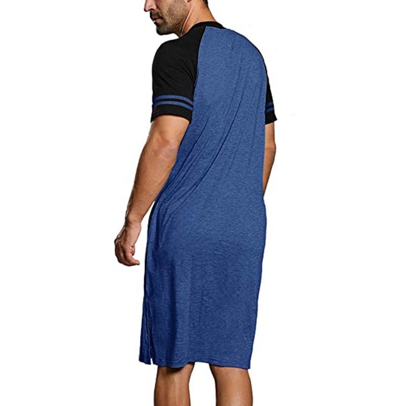 New Mens Nightshirt Short Sleeve Nightgown Sleepwear Men Oversized Comfort Cotton Nightwear Tops