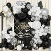 Black White Balloons Garland Arch Metal Silver Confetti Ballon Kit New Year 2026 Graduation Baby Shower Gender Reveal Decoration