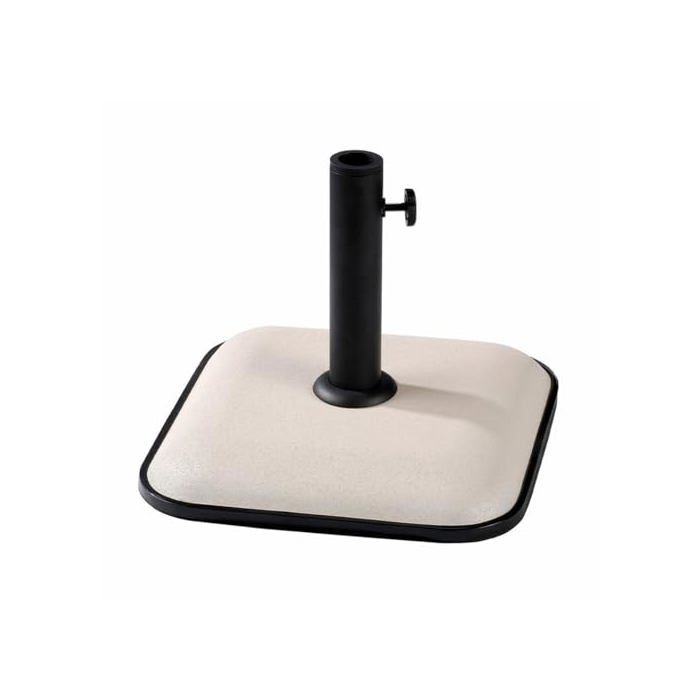 Square Cement Parasol Base - MARBUENO SUMMER - 35x35x5.2 Cm - White - 11 Kg - Compatible Ø30/35/38 Mm