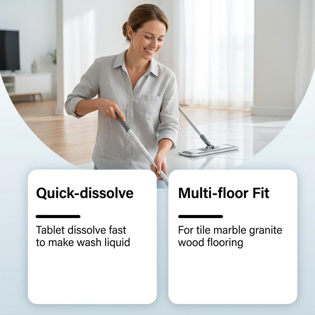 10PCS Bio-Enzyme Floor Effervescent Tablets Water Soluble Multi-material Applicable Mild Stain Removal Fresh Scent Household Cleaning Tablets
