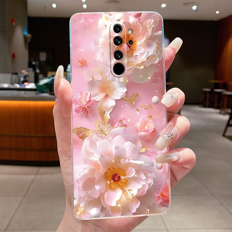 Custodia Per Xiaomi Redmi Note 8 Pro Note8 Capa Fiore Farfalla Protettiva Sottile Custodie Trasparente Morbido Silicone TPU Copri Telefono