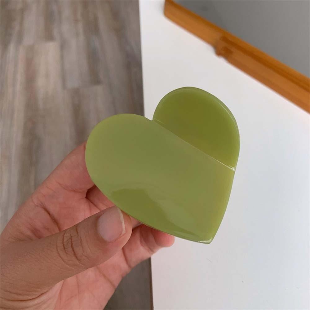 Korean Style Heart Shark Clip Acrylic Plaid Hair Claw Hair Clip Acetic Acid Hair Claw  School