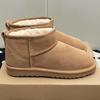 Classic Winter Women Ultra Mini Snow Boots Genuine Cowhide Leather Fur Slippers 2027 New Design Men Short Boot Flat Cotton Shoes