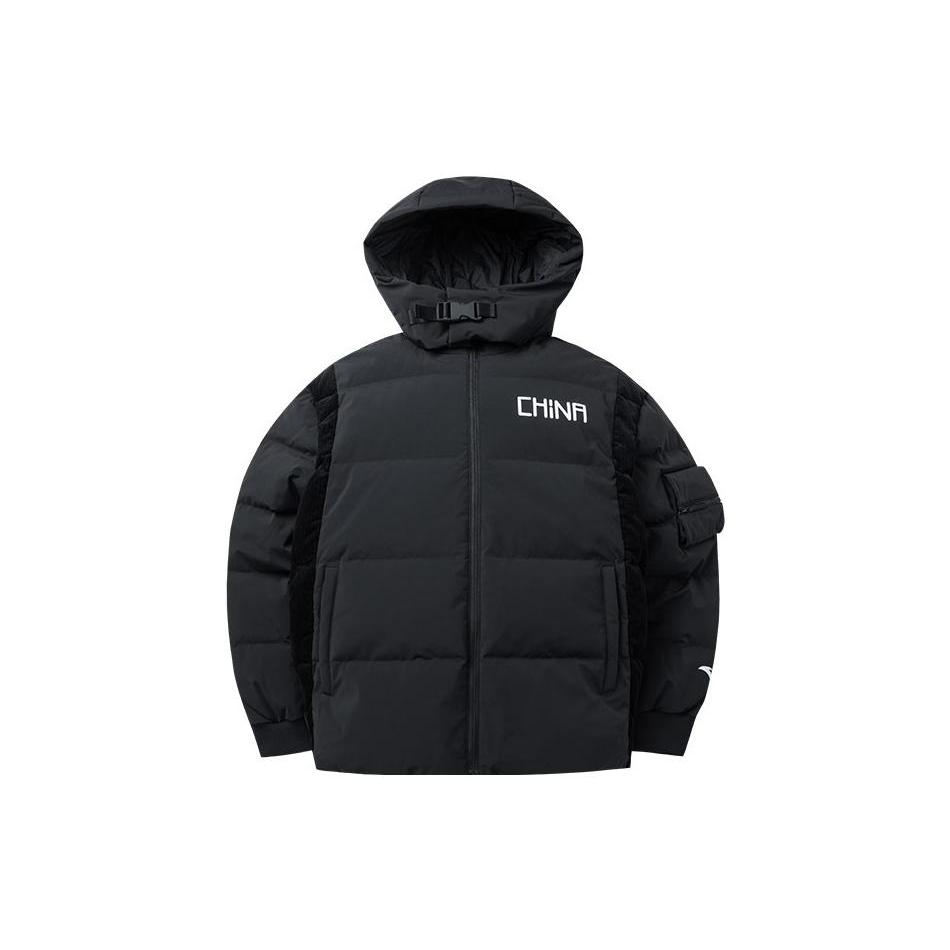 ANTA Down Jackets Men s Black Hooded Moderate Quilted Down Jacket 152140915-2 XXL