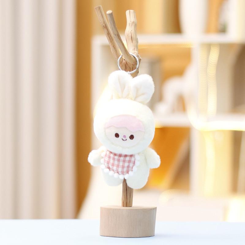 Rabbit Bib Key Chain Cartoon Toy Backpack Pendant Decoration Plush Cute Doll