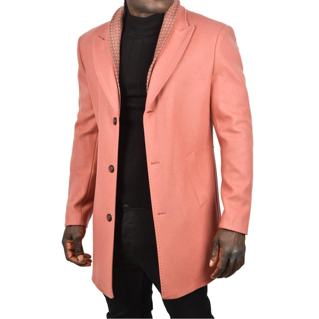 DeepSEA Çift Yaka Yakası Çıkabilen Dar Kesim Düğmeli Uzun Kaşe Kaban 2407001