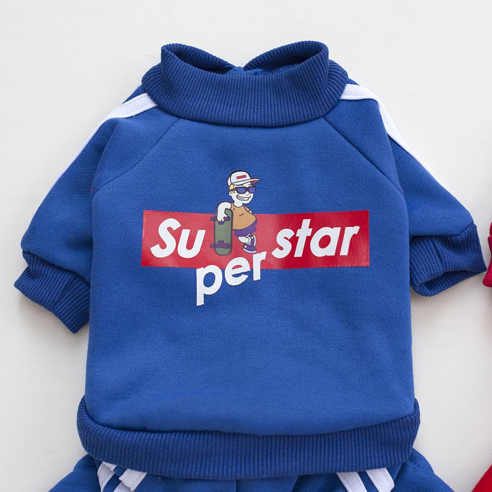 Haustierkleidung: Vierbeiniges Fleece-Sweatshirt für Hunde – Herbst/Winter Skateboard-Stil