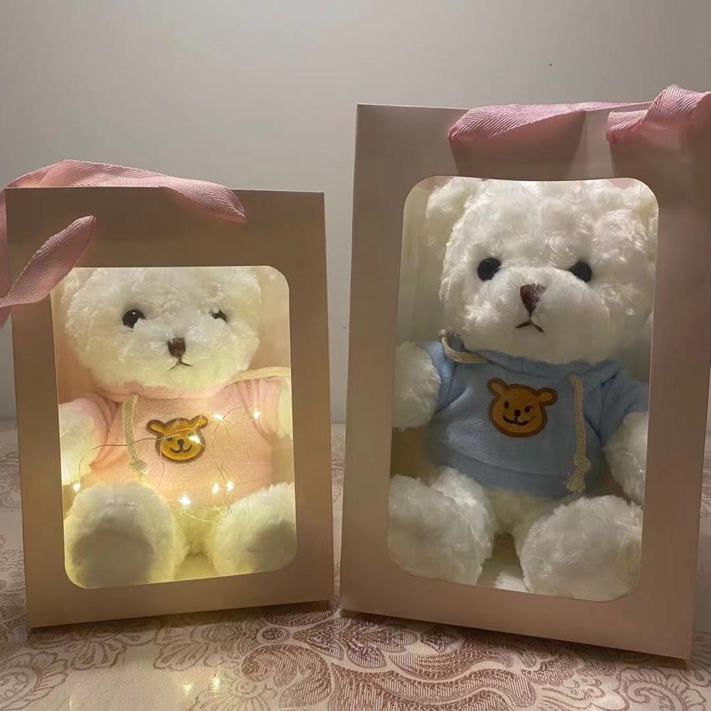 Flash Teddy Bear Plush Toy with Light Bear Doll Gift Box Ragdoll Bear Doll for Girl Birthday Gift